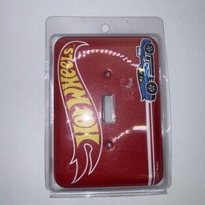 Hot Wheels Light Switch Cover Wall Decor Red Blue Race Car Open Road 3.5 X 5in